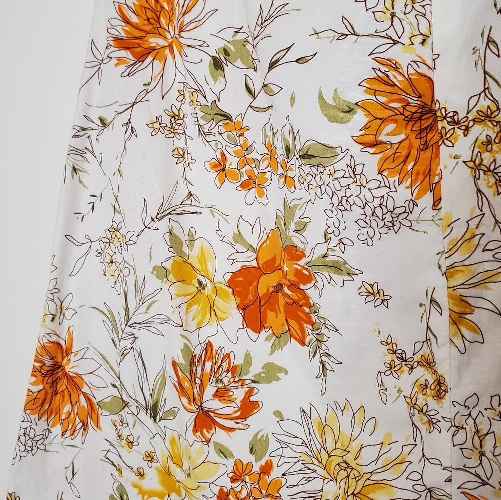 Springtime Song Orange, Green, Yellow and White Floral Print Halter Dress - Picture 2 of 16